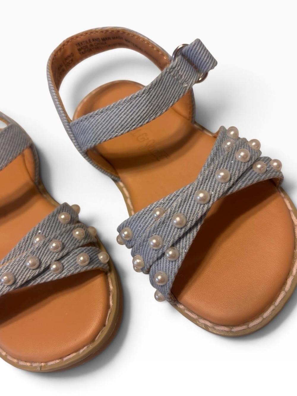 Cat & Jack Girls Denim Pearl Sandals Blue Size 5